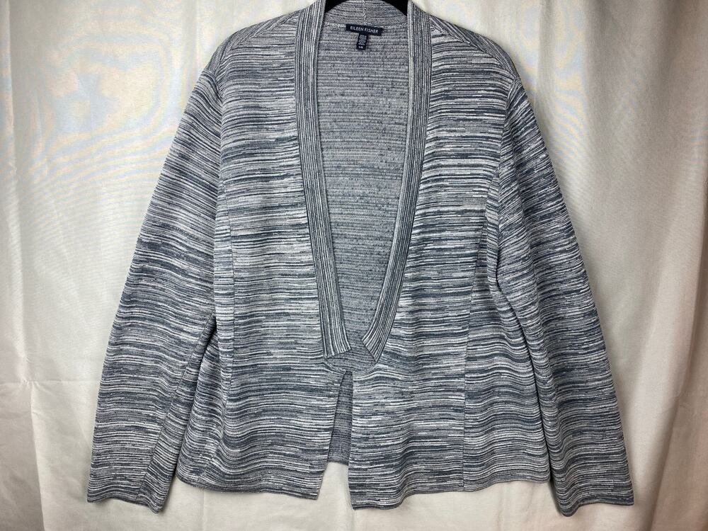 Eileen Fisher Notch Collar Cardigan Tencel/Organic Cotton Maple Oat sz Large L